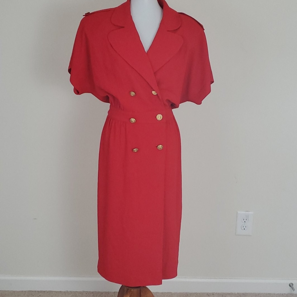 Vintage Liz Claiborne red faux wrap dress size 14